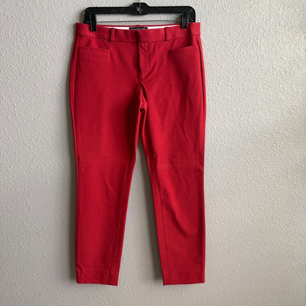 Banana Republic Red Sloan 28" Ankle Pants 4
